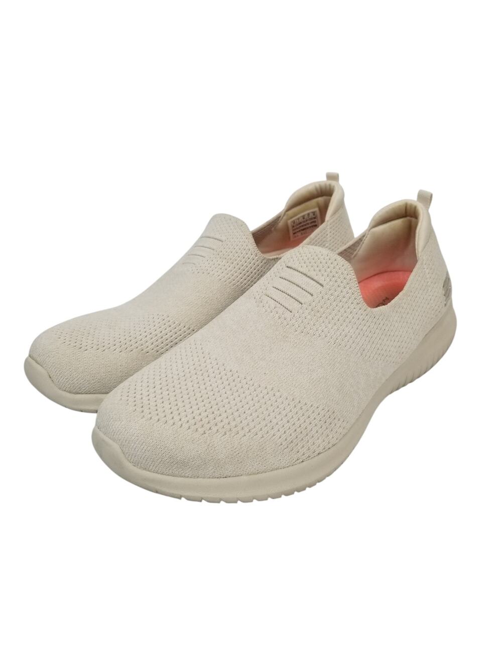 Skechers Cream Knit Slip-on Memory Foam Walking Shoes Sneaker 13106 Size 10W
